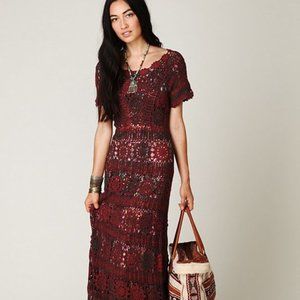 Free People Crochet Maxi Dress XS NWOT